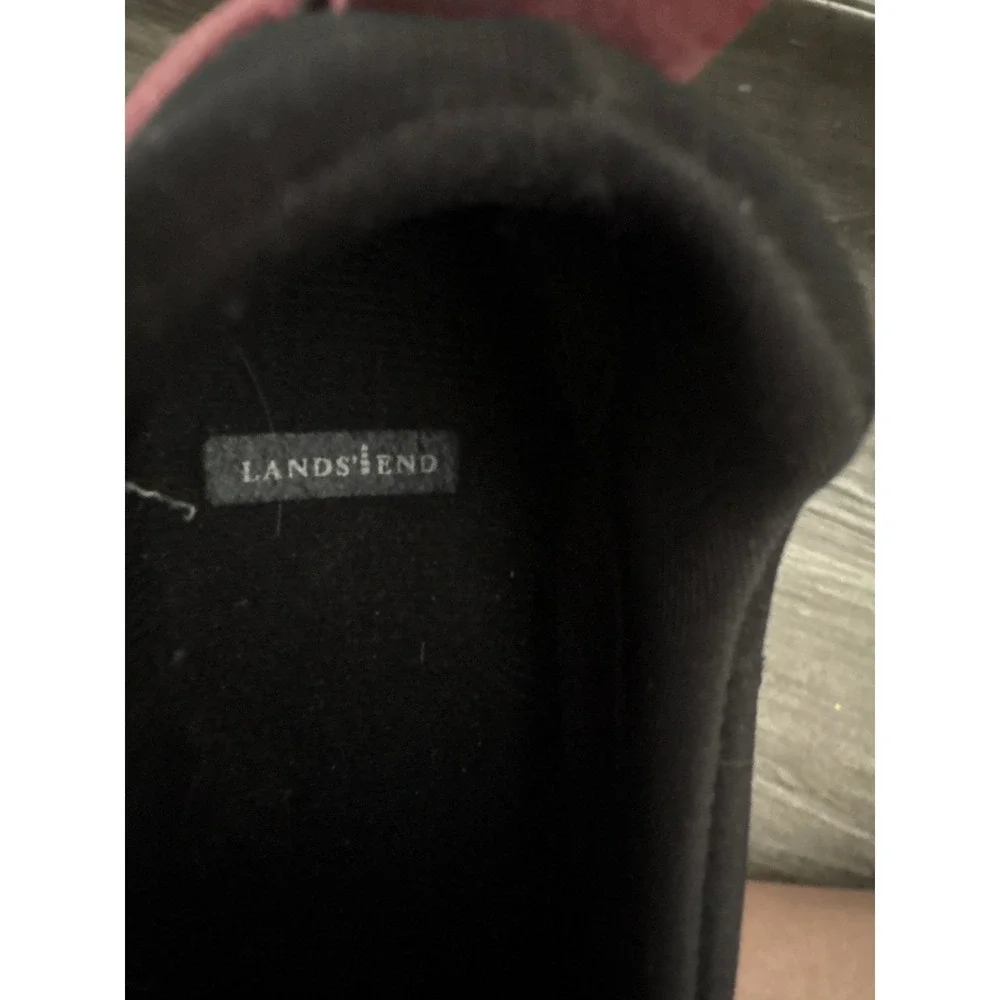 Lands end Womens Burgundy Black Suede Rubber Duck Boots Waterproof Low Top Shoes